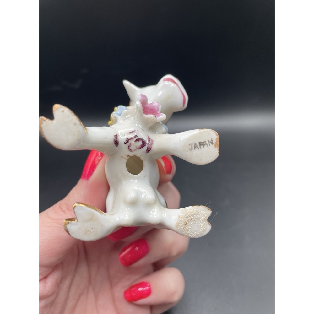 Vtg Made In Japan Cow With Halo And Flowers Figurine - Picture 5 of 6